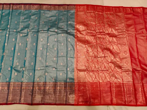 Teal_Soft_Tissue_Boota_Zari_Border_Saree_For_Women