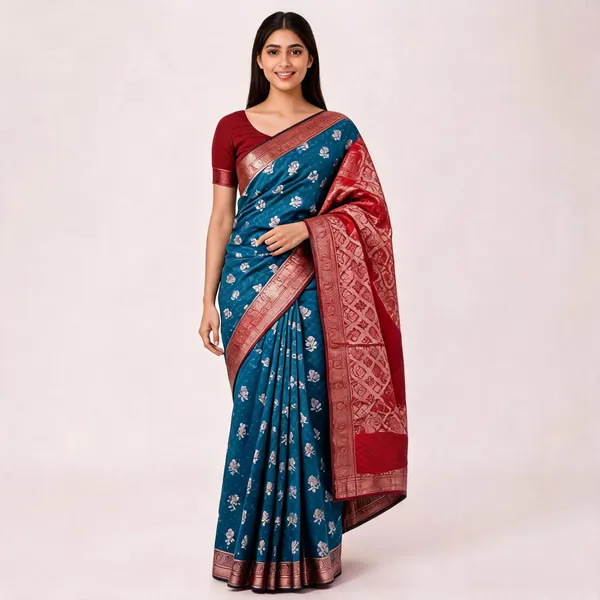 Blue_Cotton_Semi_Gadwal_Floral_Woven_Saree_For_Women
