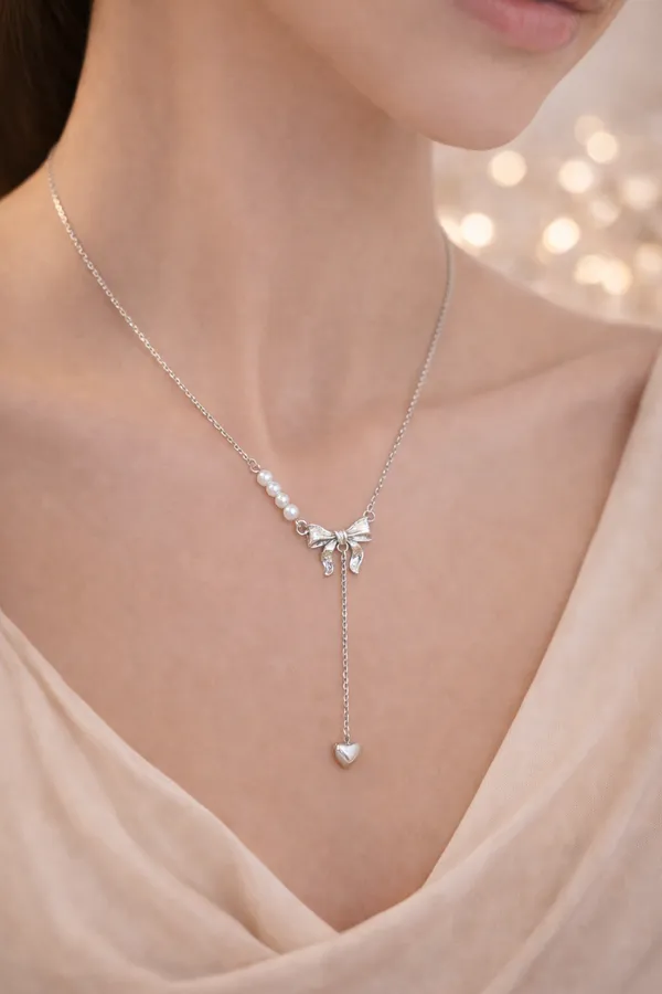 Silver_Anti-Tarnish_Alloy_Bow_Pendant_Necklace_For_Women
