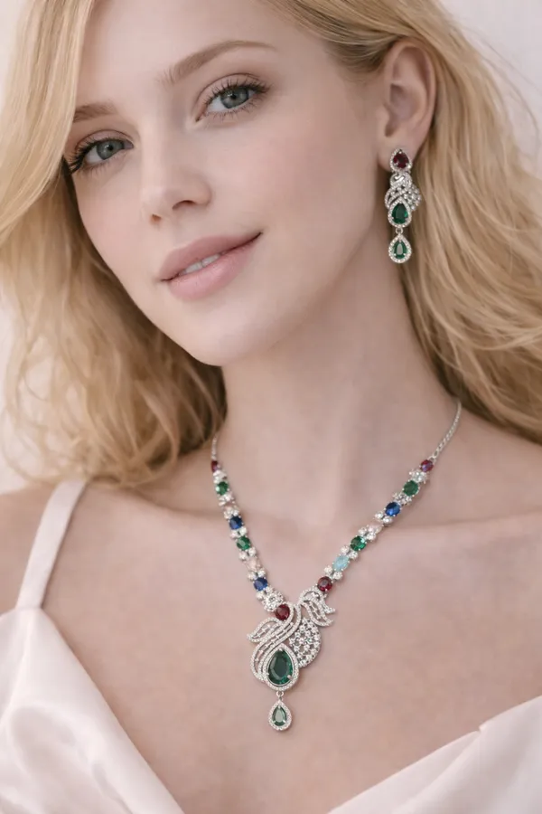 Silver_American_Diamond_Multicolor_Stone_Necklace_Set_For_Women