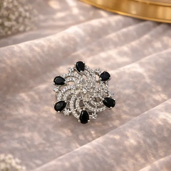 Black_Crystal_Ad_Silver-Plated_Floral_Statement_Ring_For_Women