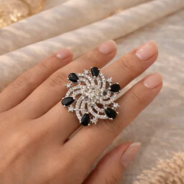 Black_Crystal_Ad_Silver-Plated_Floral_Statement_Ring_For_Women