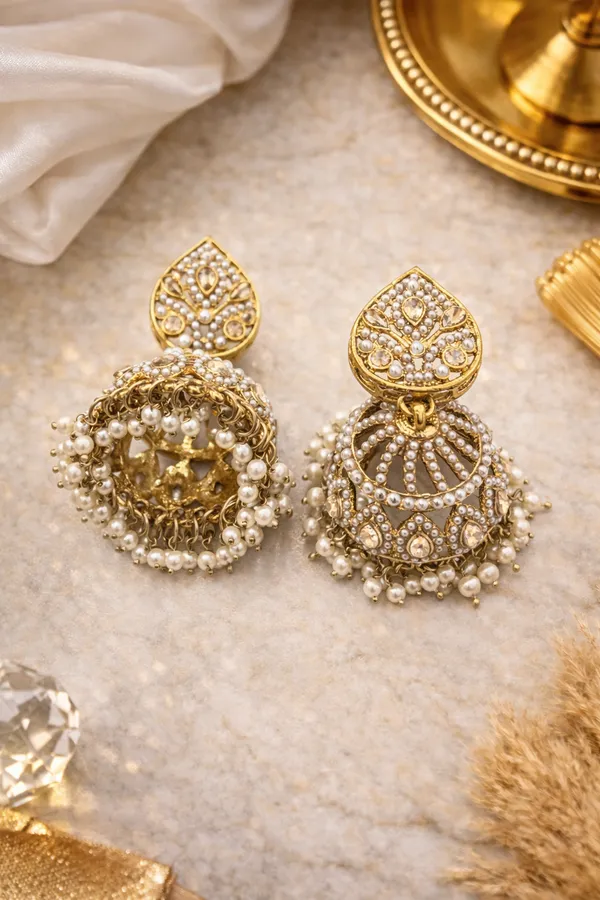 Gold_Kundan_Ruby_Jhumka_Long_Earring_For_Women