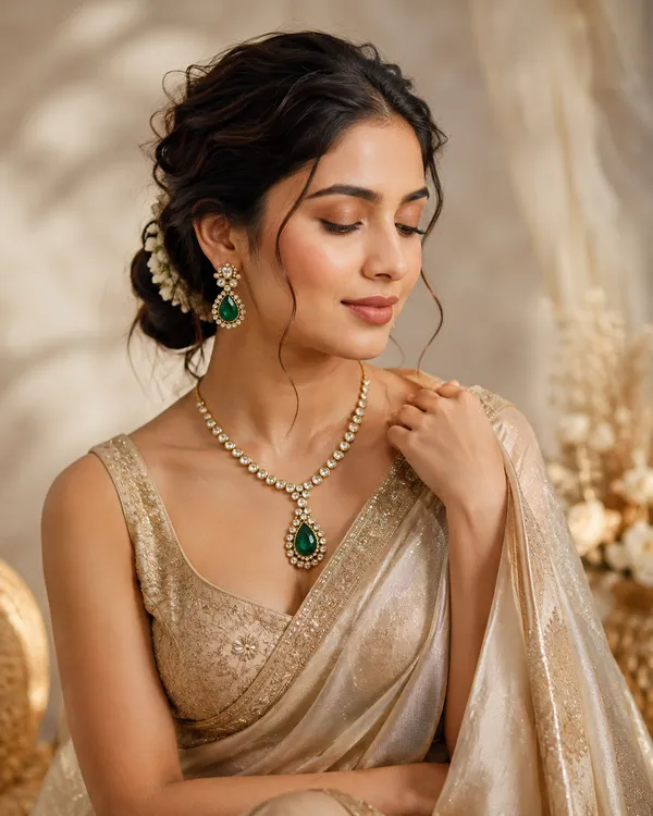Gold_Moissanite_Kundan_Crystal_Emerald_Necklace_Set_For_Women