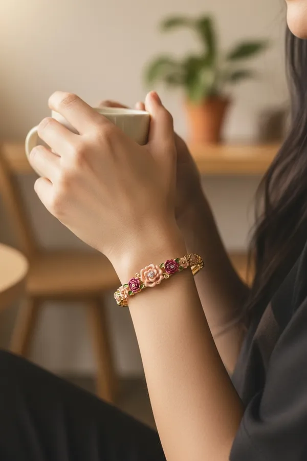 Gold_Enamel_Floral_Bloom_Kada_Bangle_Bracelet_For_Women