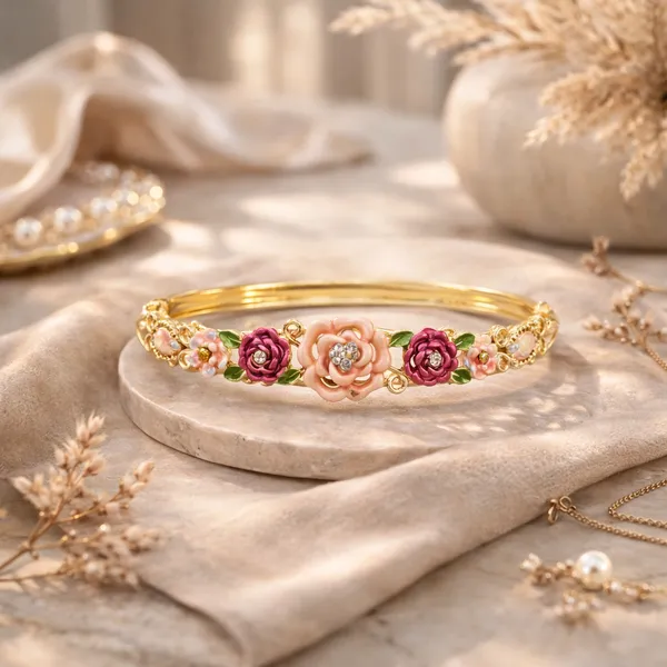 Gold_Enamel_Floral_Bloom_Kada_Bangle_Bracelet_For_Women