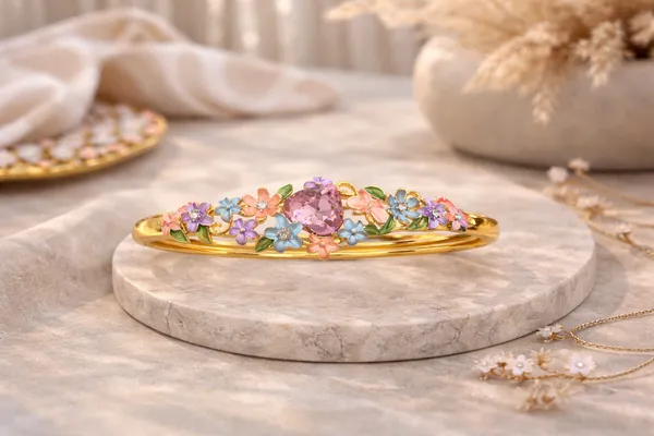 Gold_Enamel_Pastel_Floral_Heart_Kada_Bracelet_For_Women