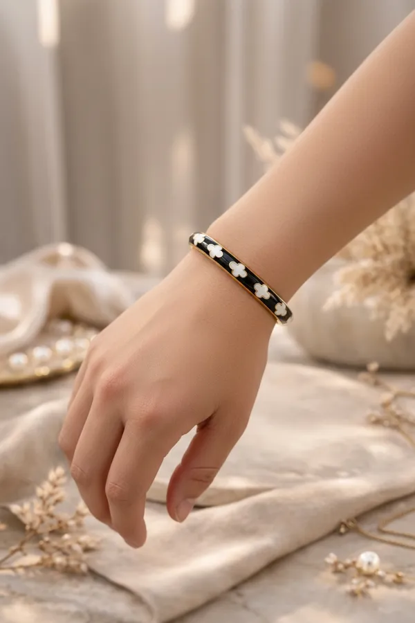 Gold_Enamel_Crystal_Floral_Kada_Bracelet_For_Women