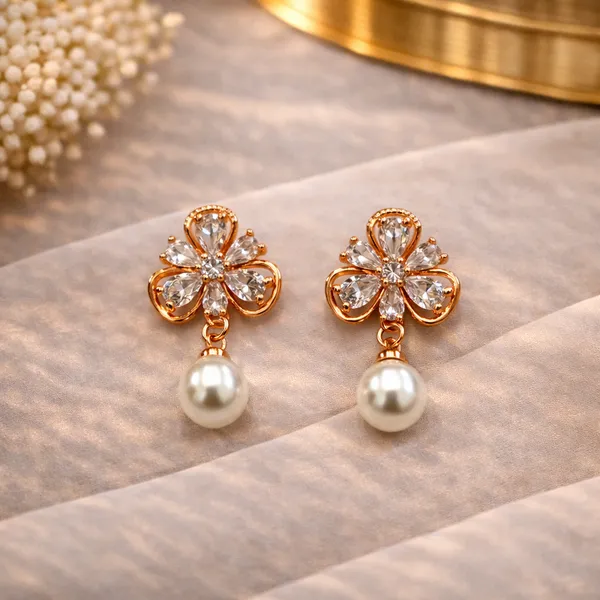 White_Pearl_American_Diamond_Floral_Stud_Earring_For_Women