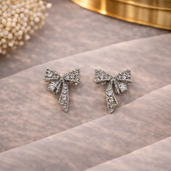 Gold_American_Diamond_Bow_Stud_Earrings_For_Women