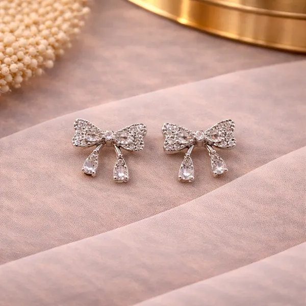Silver_American_Diamond_Bow_Knot_Stud_Earrings_For_Women