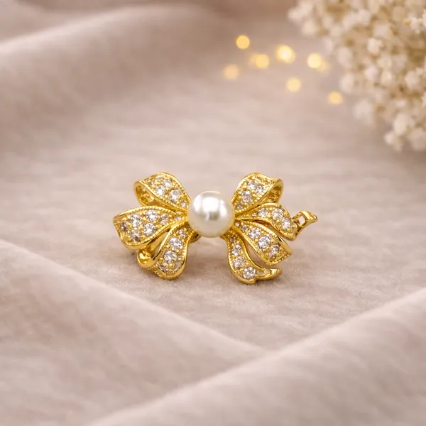 Gold_Pearl_Crystal_Bow_Ring_For_Women