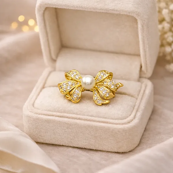 Gold_Pearl_Crystal_Bow_Ring_For_Women