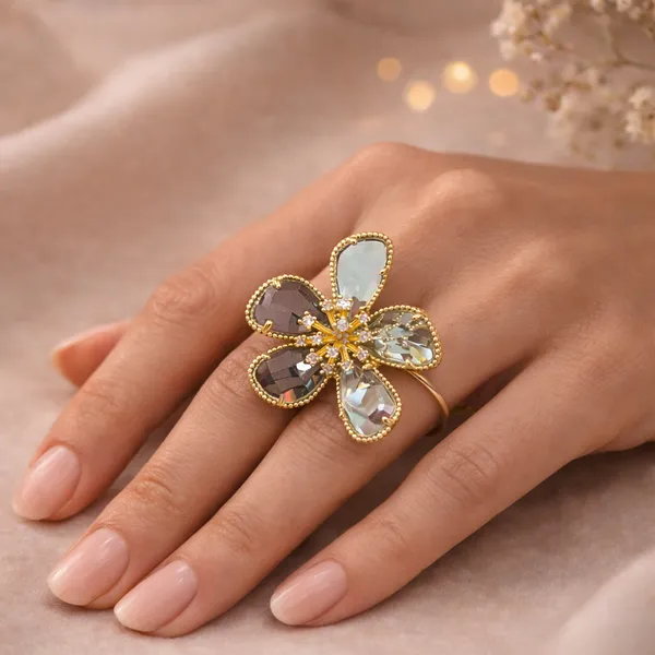 Gold_Pearl_Crystal_Floral_Statement_Ring_For_Women