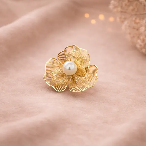 Gold_Pearl_Crystal_Floral_Statement_Ring_For_Women
