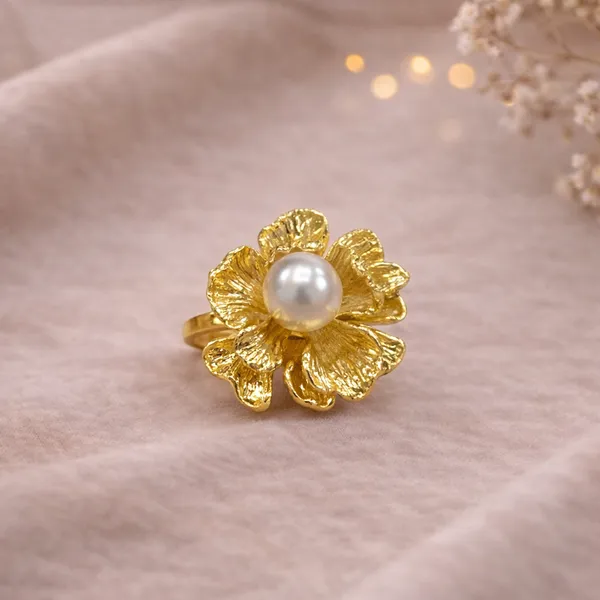 Gold_Pearl_Crystal_Floral_Statement_Ring_For_Women