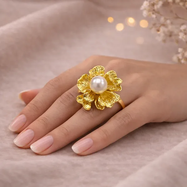 Gold_Pearl_Crystal_Floral_Statement_Ring_For_Women