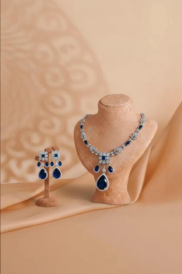 Silver_Crystal_Ad_Blue_Sapphire_Pendant_Necklace_For_Women