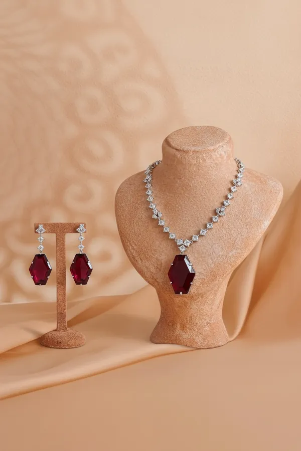 Red_American_Diamond_Crystal_Ruby_Teardrop_Necklace_Set_For_Women