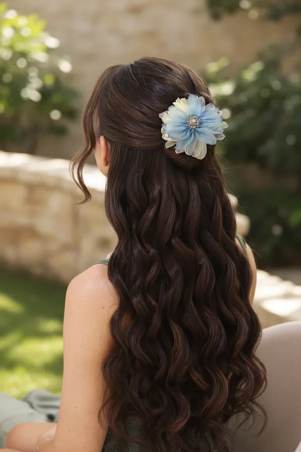 Blue_Crystal_Floral_Alligator_Hair_Clip_For_Women