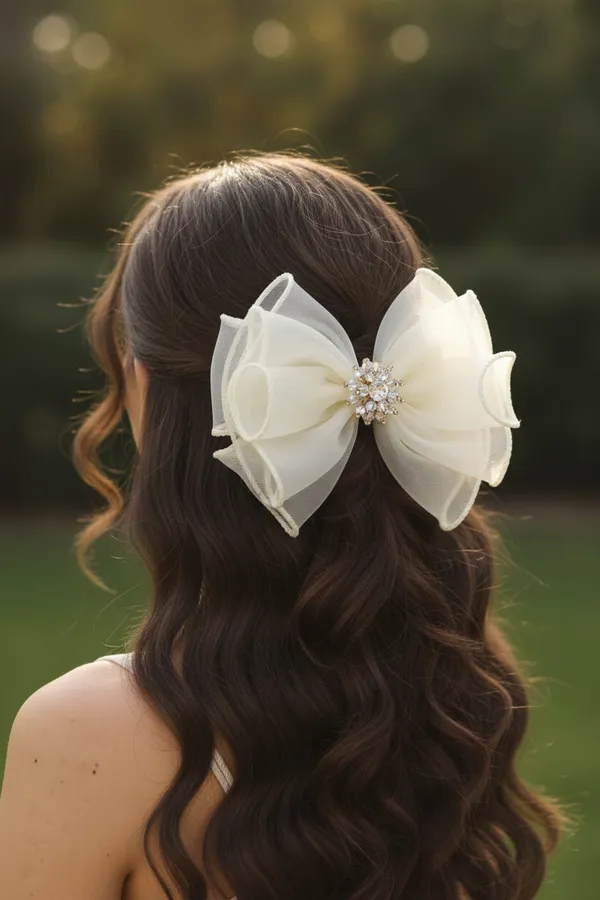 White_Crystal_Bow_Floral_Alligator_Hair_Clip_For_Women