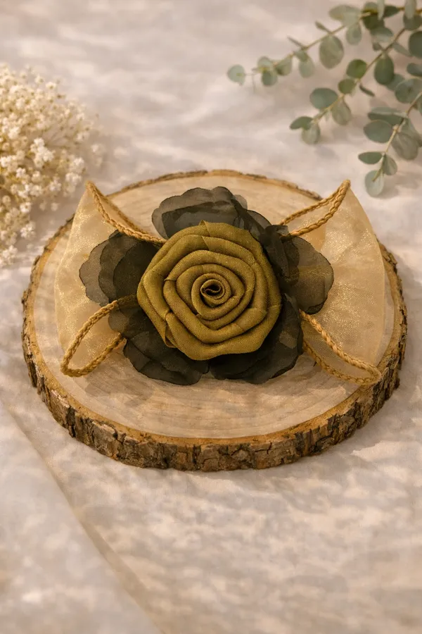 Green_Organza_Rose_Bow_Alligator_Hair_Clip_For_Women