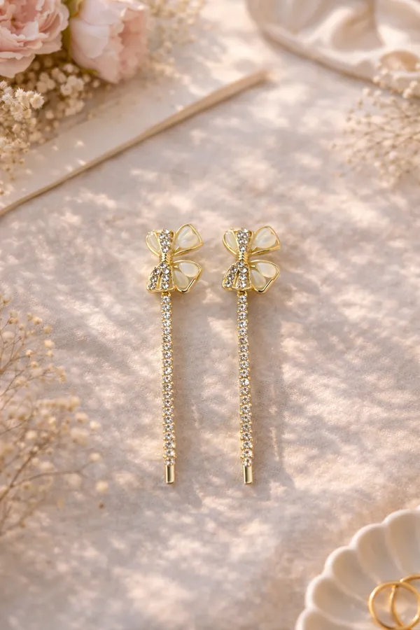 Gold_Crystal_Bow_Drop_Pearl_Chain_Hair_Pin_For_Women