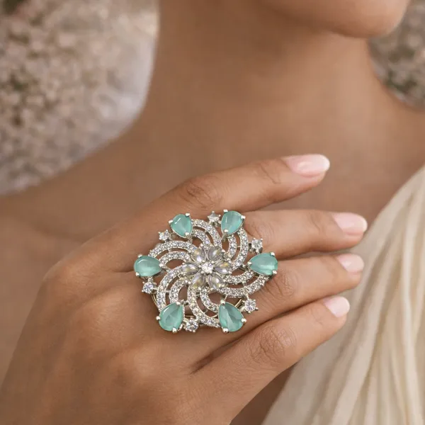 Blue_Crystal_Ad_Silver-Plated_Floral_Statement_Ring_For_Women