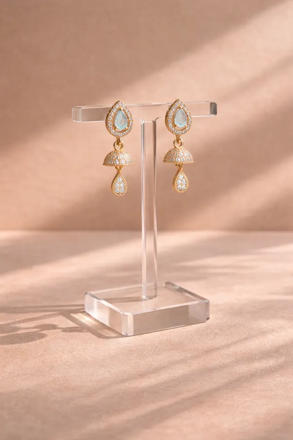 Gold_Pearl_Crystal_Teardrop_Mini_Jhumka_Earrings_For_Women