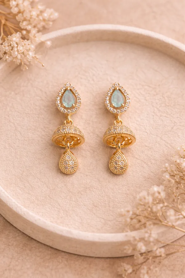 Gold_Pearl_Crystal_Teardrop_Mini_Jhumka_Earrings_For_Women