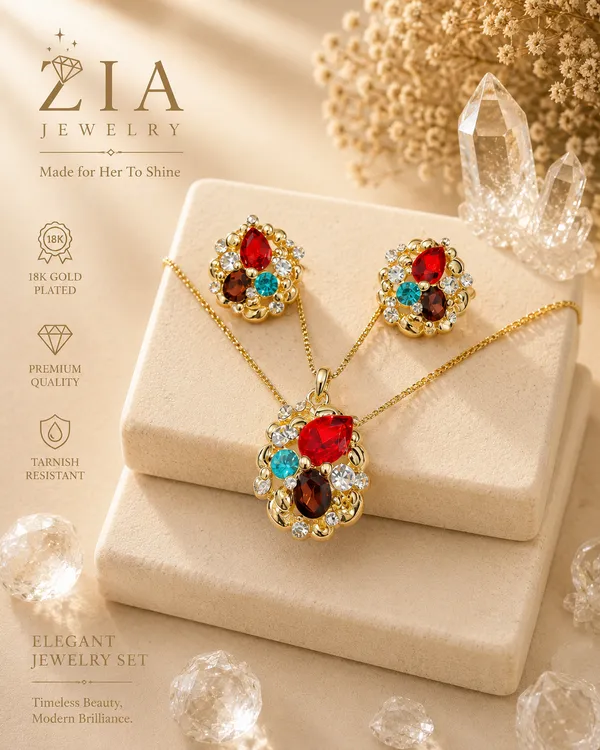 Gold_18K_Plated_Ruby_Multicolor_Crystal_Necklace_Set_For_Women