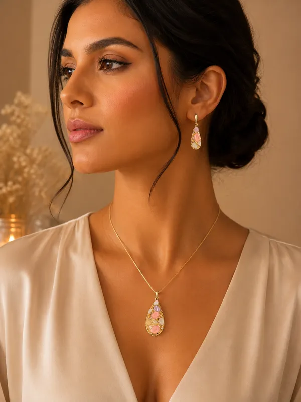 Gold_18K_Plated_Blush_Pink_Pearl_Teardrop_Necklace_Set_For_Women
