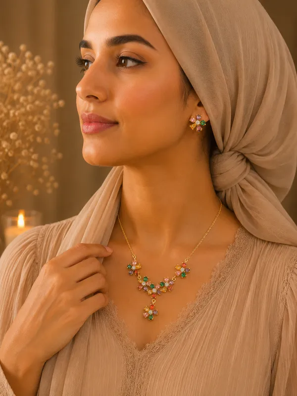 Gold_18K_Gold_Plated_Crystal_Floral_Necklace_Set_For_Women