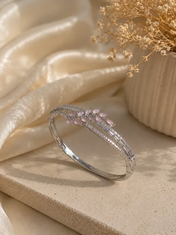 Pink_American_Diamond_Marquise_Leaf_Kada_Bracelet_For_Women