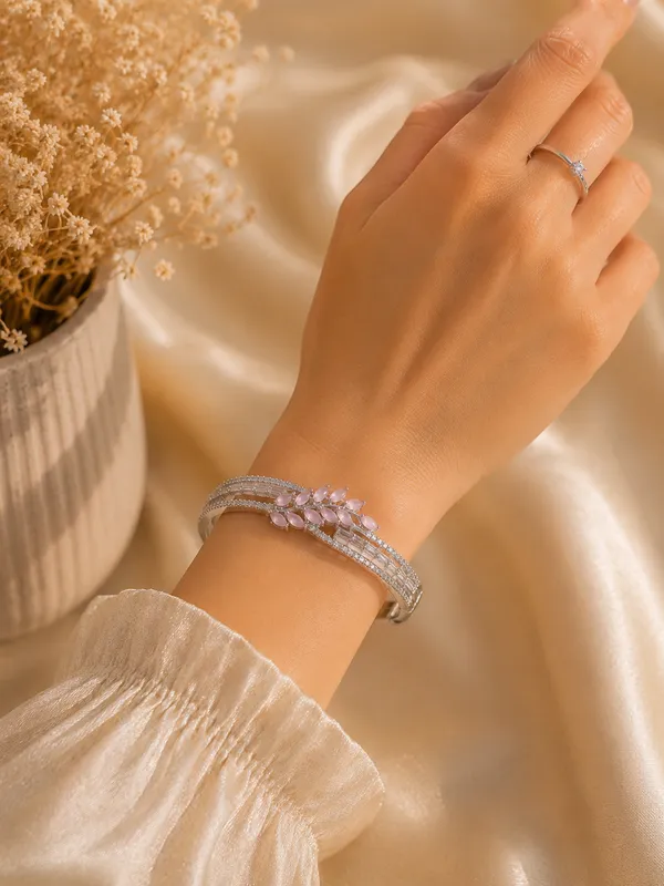 Pink_American_Diamond_Marquise_Leaf_Kada_Bracelet_For_Women