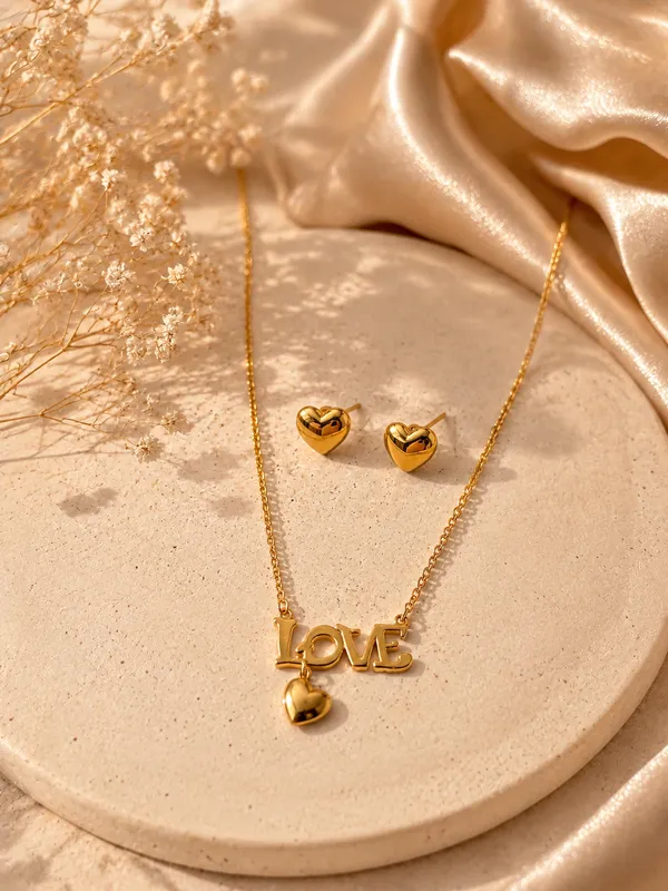 Pink_Anti-Tarnish_Love_Heart_Pendant_Necklace_Set_For_Women