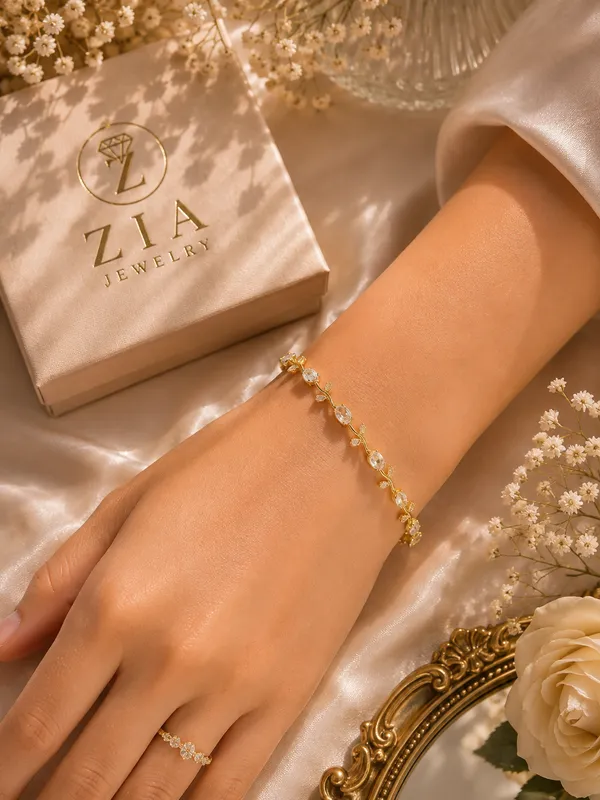 Gold_Cubic_Zirconia_Anti-Tarnish_Tulip_Vine_Bracelet_For_Women