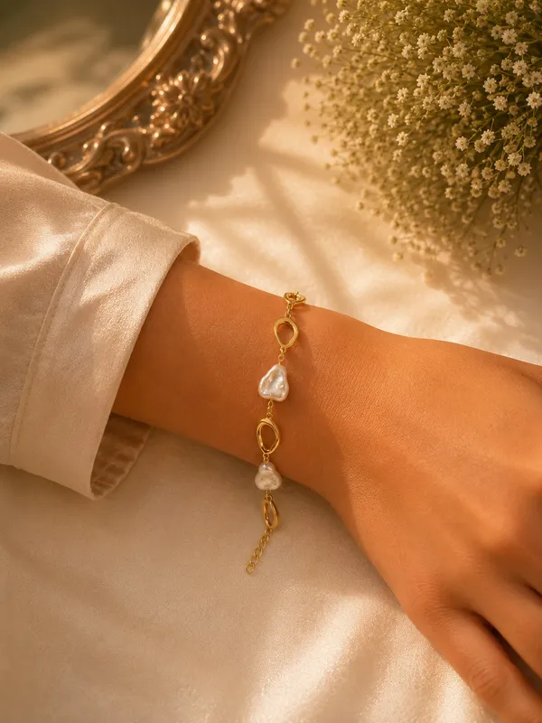 Gold_Pearl_18K_Plated_Baroque_Link_Bracelet_For_Women