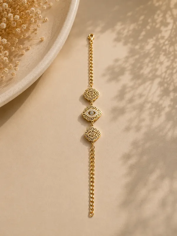 Gold_Cubic_Zirconia_Evil_Eye_Anti-Tarnish_Bracelet_For_Women