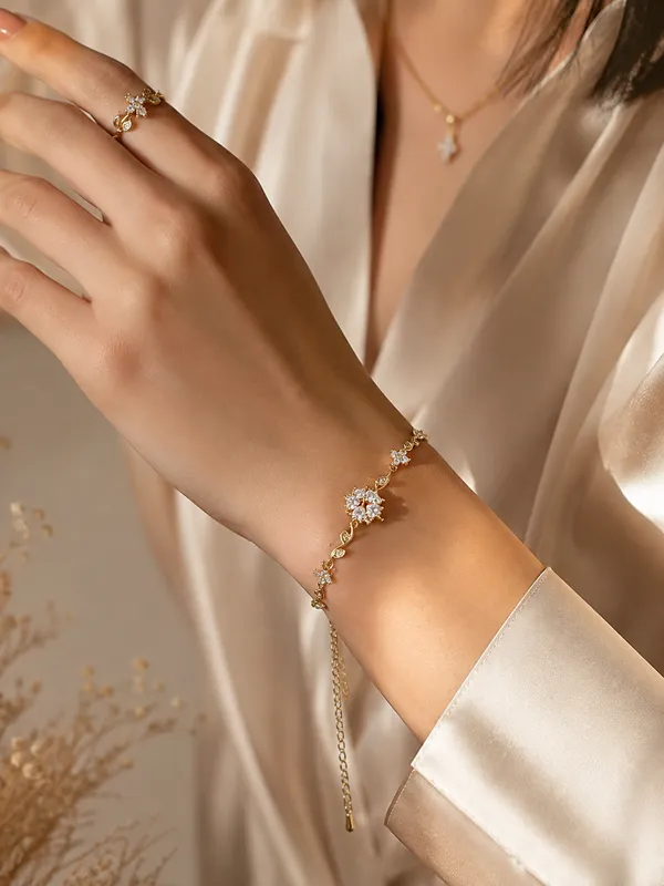 Clear_Crystal_Floral_Cascade_Charm_Bracelet_For_Women