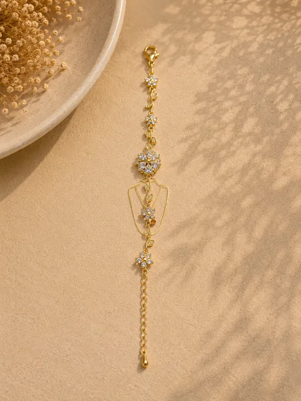 Clear_Crystal_Floral_Cascade_Charm_Bracelet_For_Women