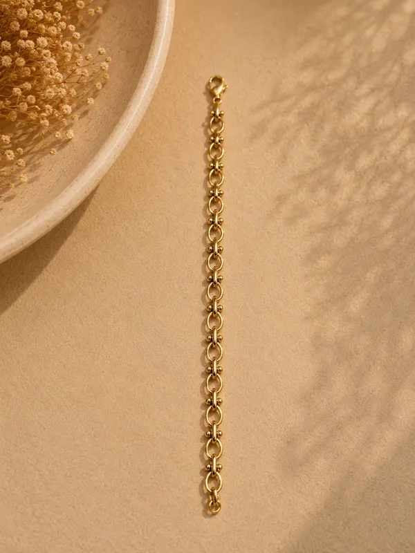 Gold_Anti-Tarnish_Polished_Circular_Link_Chain_Bracelet_For_Women