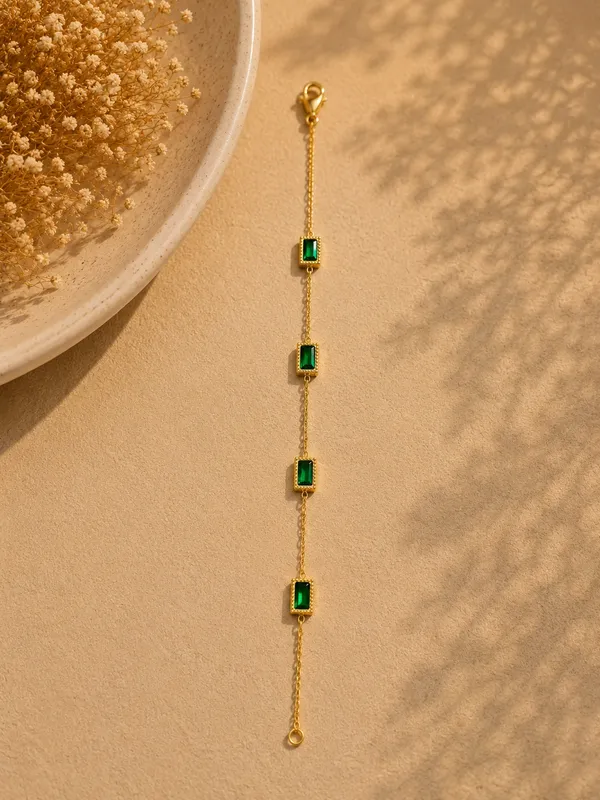 Gold_Anti-Tarnish_Emerald_Cz_Baguette_Link_Bracelet_For_Women