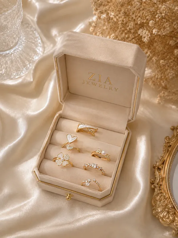 Gold_Pearl_Crystal_Multi-Style_Six_Ring_Combo_For_Women_Set_Of_6