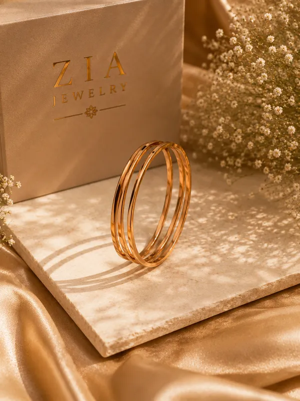 Gold_18K_Plated_Plain_Anti-Tarnish_Bangle_Set_For_Women