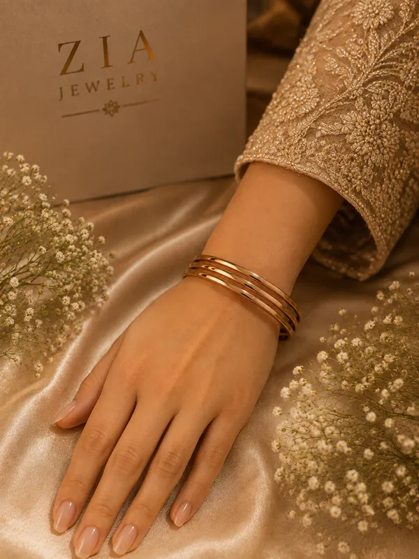 Gold_18K_Plated_Plain_Anti-Tarnish_Bangle_Set_For_Women