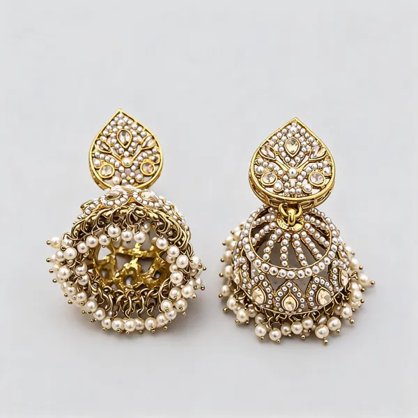 Gold_Kundan_Ruby_Jhumka_Long_Earring_For_Women
