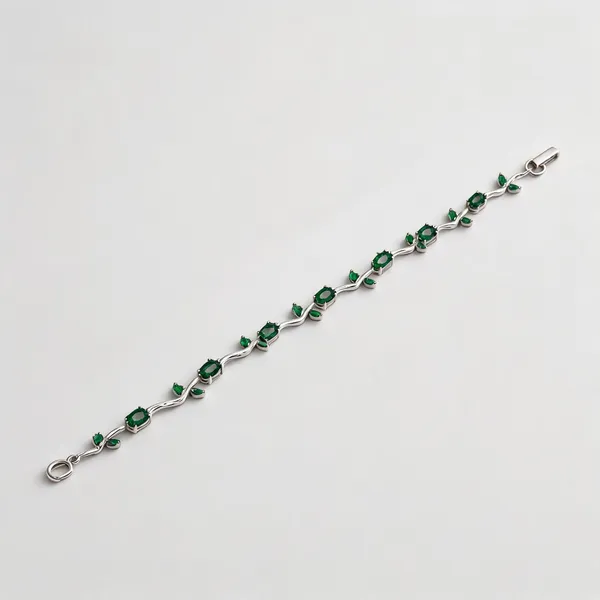 Silver_Cubic_Zirconia_Floral_Vine_Anti-Tarnish_Bracelet_For_Women