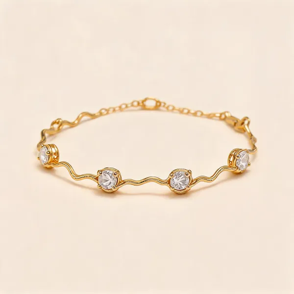 White_Cubic_Zirconia_Dewdrop_Anti-Tarnish_Bracelet_For_Women