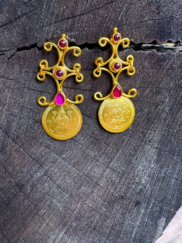 Gold-Tone_Red_Stone_Drop_Earrings_For_Women
